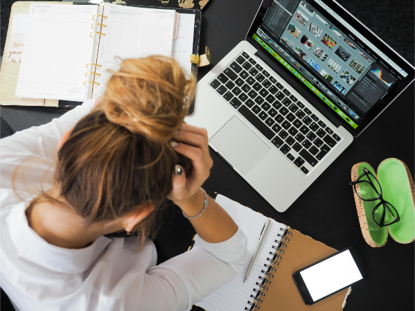 frustrated woman on laptop